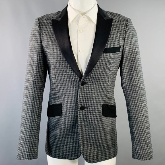 JUNYA WATANABE Size M Grey Black Houndstooth Wool Blend Slim Fit Sport Coat - Picture 1 of 8